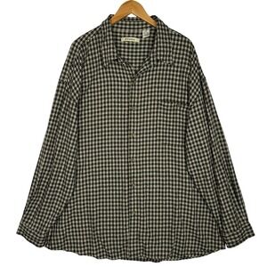 Summa 100% Silk Plaid Button Front Shirt Women 3X Oversized Textured Cottagecore
